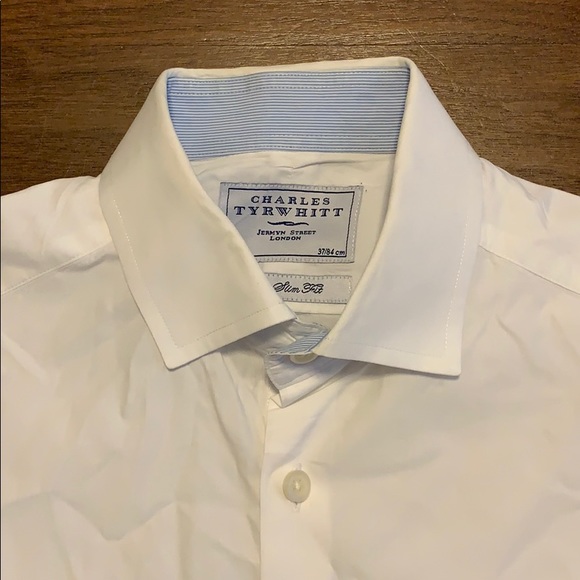 CHARLES TYRWHITT Men’s White Dress Shirt Slim Fit - Picture 3 of 5